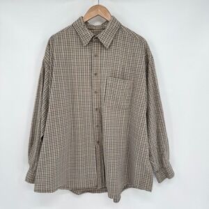 St.John's Bay Vtg Blue/Cream Plaid Long Sleeve Button‎ Up Shirt Men's 2X